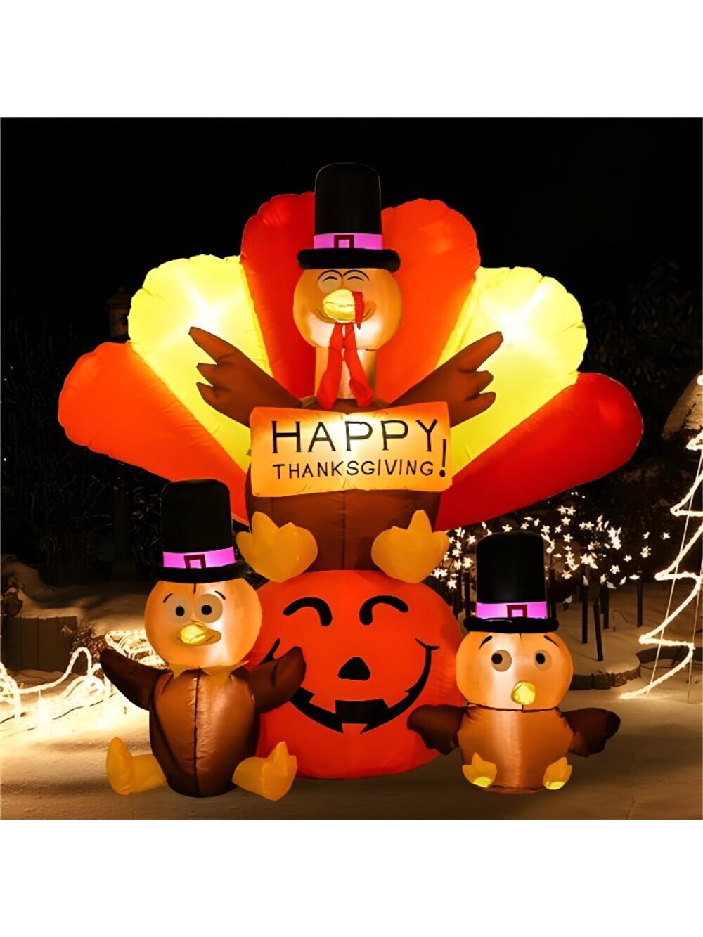 6FT Thanksgiving Turkey Inflatables Outdoor Decorations with